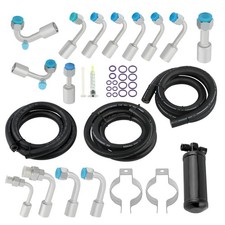 134a A/C AC Air Conditioning Hose & Fittings & O-Ring Kit with Black Drier picture