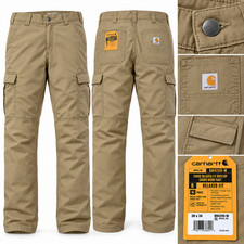 Carhartt Force Men 38x34 Dark Khaki Relaxed Fit Ripstop Cargo Work Stretch Pants picture