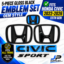 5PCS For 2022-2026 Honda Civic 11th Gen Gloss Black Emblem Set picture