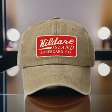 Mens Adult Adjustable Surf Hat Cap Beach Ocean  Kildare Island  Logo Khaki 🏄 picture