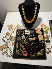 Vtg Costume Jewelry Estate Lot Unmarked Reseller Wholesale Brooch Necklace picture