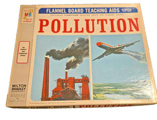Vintage 1971 Pollution Flannel Board Educational Teaching Aids MB NEW OLD STOCK picture