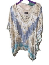 Mona B Bohemian Tunic Size L Multicolor Printed Cover Up Top picture
