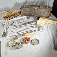 Antique 1880s Doctor Bag Surgical Kit Lot Provenance Shepard Dudley Forceps J&J picture