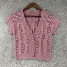 Pink Crochet Sweater Top Fairycore Whimsigoth Granny Core Festival Coquette M picture