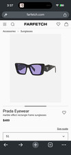 Prada Women’s Marble Rectangle Sunglasses Black Plastic Frame Purple Tinted picture