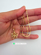 18K Real Gold Flower Necklace 15.5