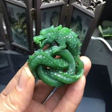 100% Chinses Hetian Jade Hand-carved Chinese Dragon Necklace Pendant Amulet picture