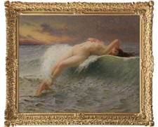 Hand Painted Classical Oil Painting Female Woman Seaside Art Antique Style picture
