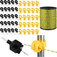 52 Pcs Electric Fence Kit Include 1640 ft Poly Wire 25 Black Fence Ring Insulato picture