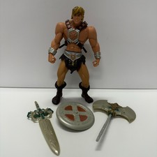 Vintage 2001 MOTU He‑Man Figure w/ Shield Sword Battle‑Axe Great Condition picture