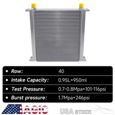 Aluminum Universal 40 Row Oil Cooler AN10 248MM 7/8-14 UNF  Engine Transmission picture