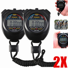 Pack 2x Waterproof Digital Handheld Sports Stopwatch Stop Watch Chronometer NEW picture