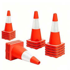 20/40/60 Pcs PVC Traffic Cones Safety Road Parking Cones w/Reflective Collar 18