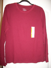 Misses NWT *Time & Tru* burgundy long sleeve thermal pull over top Size: Large picture