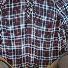 Torrid Harper Plaid Pullover Blouse Women's Size 2 Black White Red picture