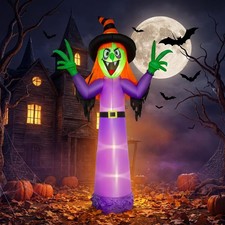 6/8/12FT Giant Halloween Inflatable Pumpkin Witch LED Blow up Outdoor Yard Decor picture