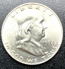 1954-D Franklin Half Dollar AU 90% Silver U.S. coin 50c picture