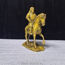 Brass Genghis Khan Riding Horse Statue Mongol Empire King Conquering Table Decor picture