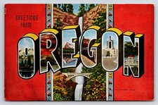 Postcard Large Letter Greeting From Oregon Waterfall Multi View picture