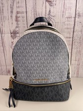 NWT Michael Kors Rhea Medium Blue Colorblock Signature Logo Backpack $378 Retail picture