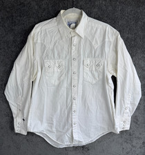 Vintage Rockmount Ranch Wear Mens Medium Pearl Snap Western Shirt White USA 6940 picture