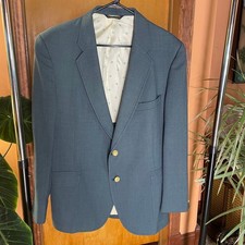 Shefford by Anderson-Little Mens Vintage Teal Green Blazer Gold Buttons USA picture