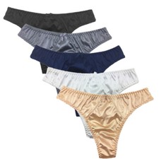 5 Pcs Lot  Womens Sexy Satin Thongs Panties Silky G-string Underwear,S M L XL picture