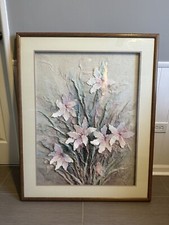 Rare Big Marcus R. Tucker Hand Crafted Art Flowers Framed Signed Certain Design picture