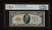 DBR 1928 $10 Gold Certificate Fr. 2400 PCGS-B 35 PPQ Serial A18513825A picture