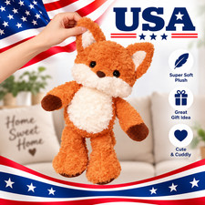 Cute Fluffy Plush Toy Soft Cartoon Orange Foxes Stuffed Doll Baby Appease-Gift + picture