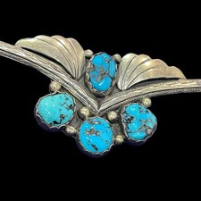 Sterling Silver Turquoise Necklace Native American Navajo Southwest Style 20” picture
