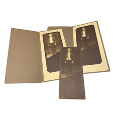 Antique Early 1900s Boy Portrait Photo Lot 3 Sepia 3.75x9.5 Cabinet Folder picture