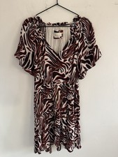 NEW Anthropologie Robin Tiered Mini Dress Zebra Print Brown Orange 1X Women's picture