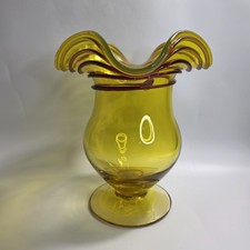 1968 Blenko 6843 LT Vase Joel Myers Lemon Tangerine Vintage 8-5/8