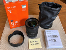 Sony FE 20mm f/1.8 G E-Mount Wide Angle Lens SEL20F18G Box Hood Case picture
