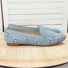 Talbots Ryan Hummingbird Embroidered Loafer Flats Blue Pink Size 7.5 Denim picture