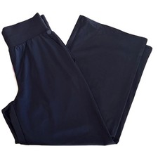T by Talbots Wide Leg Pull On Pants Navy Blue Nylon Spandex Women's Size S picture