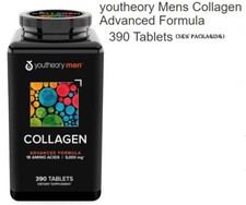 youtheory Mens Collagen Advanced Formula, 390 Tablets, NEW, SEALED, pin picture