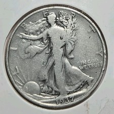 1937 Liberty Walking Half Dollar Silver 50C Business Strike Circulated picture