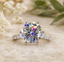 4.45 Ct Round-Cut Lab Grown Diamond Engagement Ring 14K White Gold picture