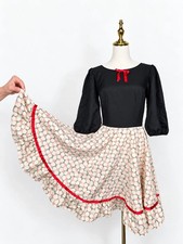 Vintage 70s Square Dance Dress Prairie Western Rockabilly Ruffle Skirt Sz 12 picture