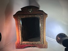 Antique wooden mirror box/ Egyptian double sided mirror box/ Velvet/ silver trim picture