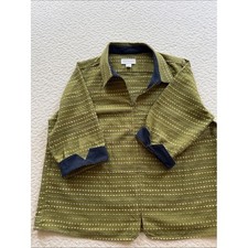 CJ Banks Olive Green Shirt Jacket with Navy Trim picture