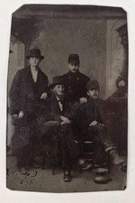 Antique Tintype Photo Unique Handsome Group Victorian Men Occupational Hats picture