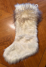 Anthropologie Christmas Stocking-White Feather Fur-never used picture