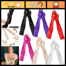 6 Pack Long Satin Opera Gloves - 1920s Vintage Style for Halloween - 6 Colors picture