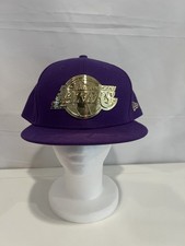 Men’s Los Angeles Lakers New Era Purple Split Metal & Thread 59 Fifty 8 1/4 Hat picture