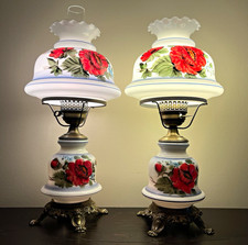Vintage Pair of Floral Hurricane Table Lamps picture