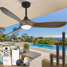 Homlit 52” Outdoor Ceiling Fan with Light, Compatible with Alexa/Google, 3 Wa... picture